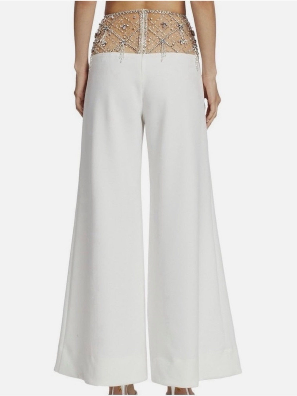 PatBO White Wide-Leg Beaded Waist Pants Runway Fall/Winter ‘22 Collection